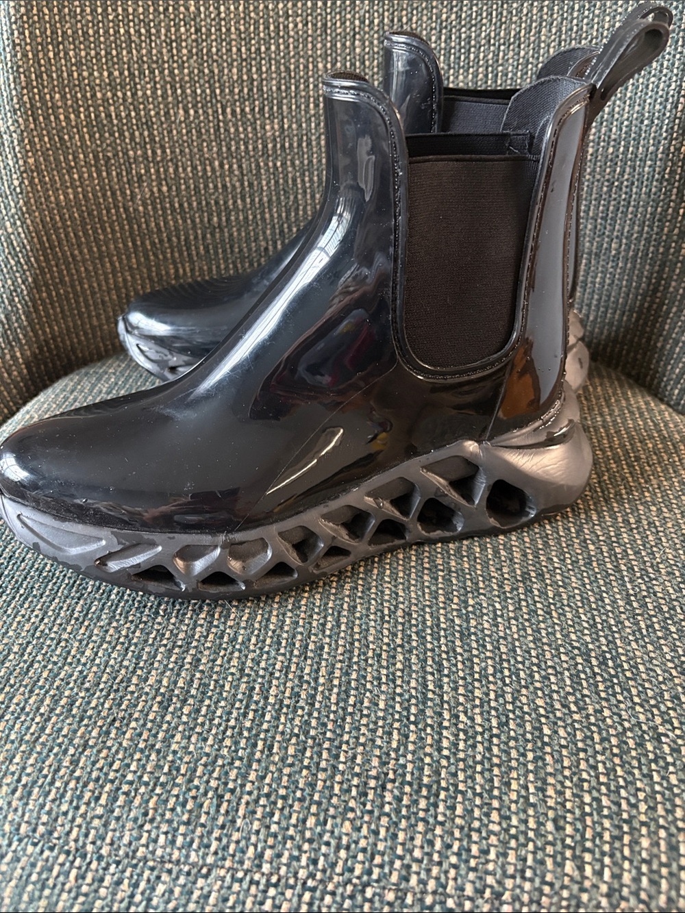 Women’s Spring Step  Black Chelsea Rain Boots with Honeycomb Sole